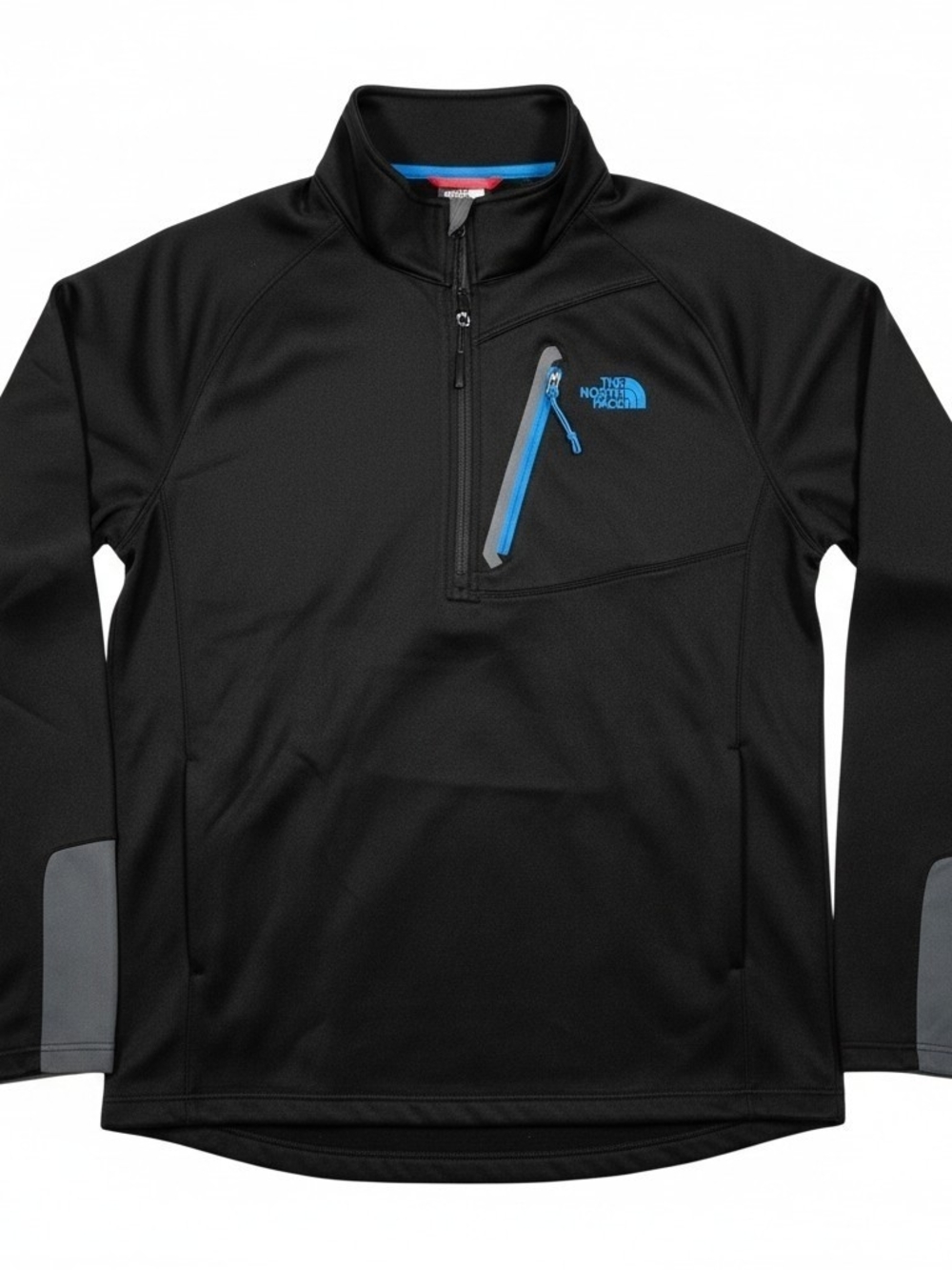 The North Face Men's Black Quarter-zip Pullover Jacket with Blue Accents